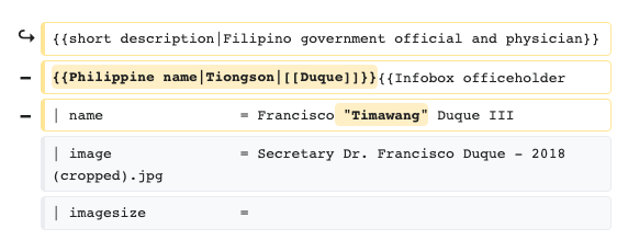 Edit history of the Wikipedia entry on Francisco Duque III