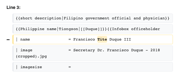Edit history of the Wikipedia entry on Francisco Duque III
