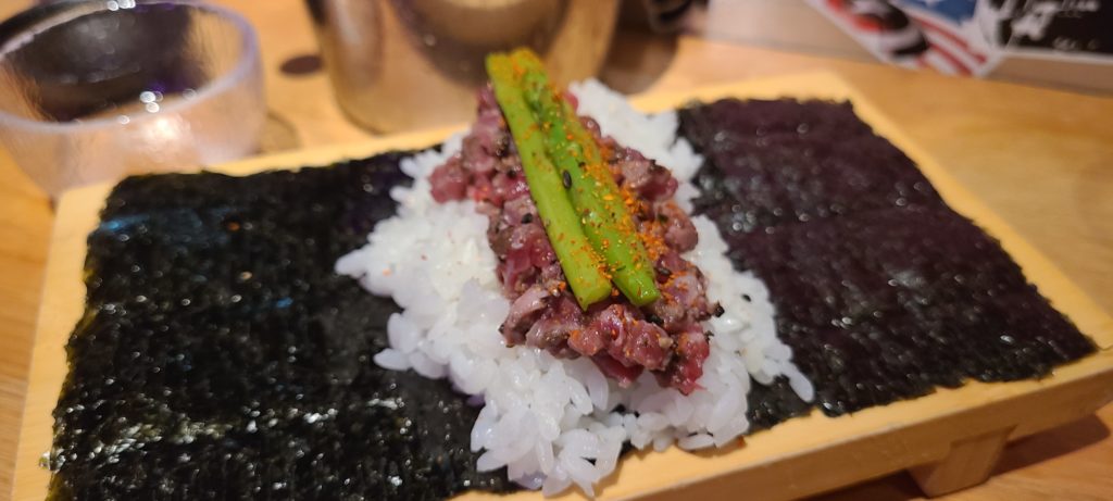 The beef tartare roll had a mild, gamey taste that made it perfectly palatable. Photo: Coconuts Media