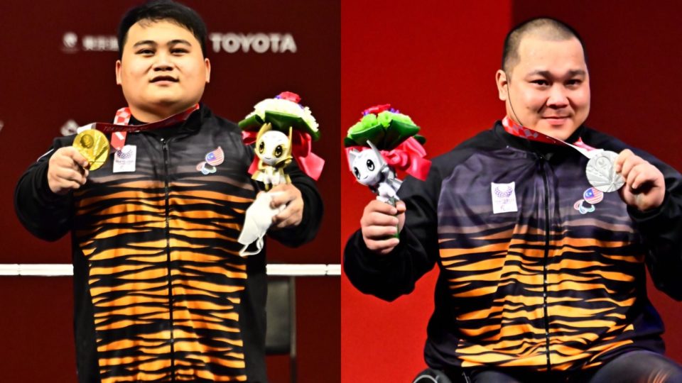 Bonnie Bunyau Gustin  at left and Jong Yee Khie at right. Photos: @Powerlifting/Twitter