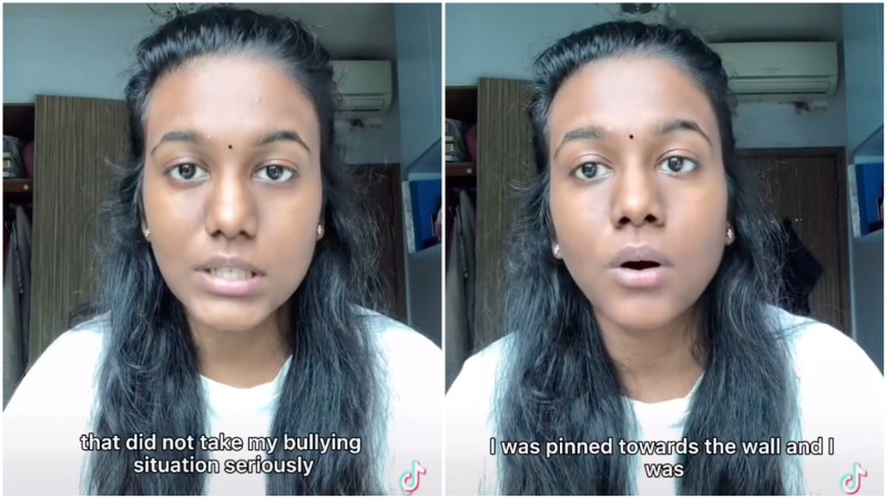 Sakthi Mekana talks about being bullied in school on TikTok. Photos: Dfists/TikTok

