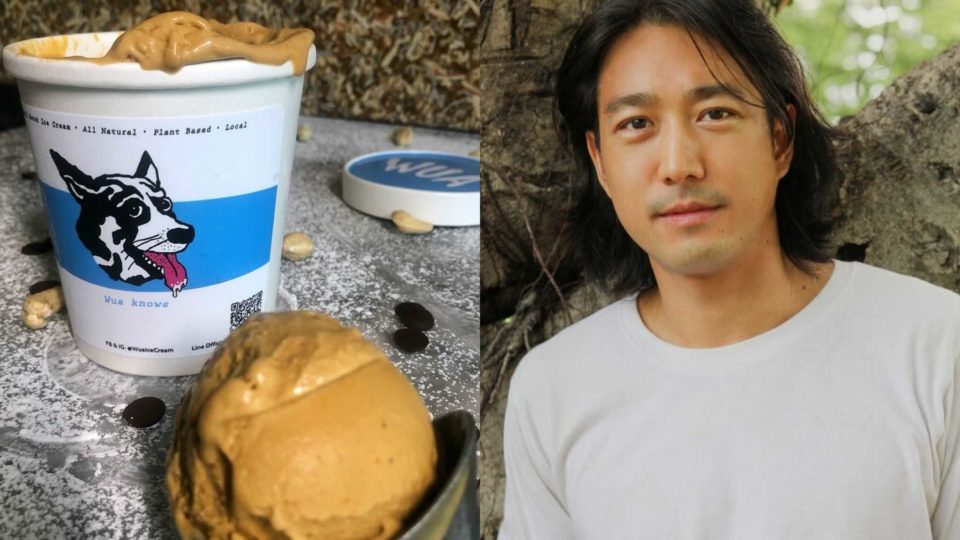 A pint of ‘Wua’ salted caramel ice cream made, at left, and its maker, Jam owner Dhyan Ho, at right. Photos: Napanarit Savantrach, Dogherine