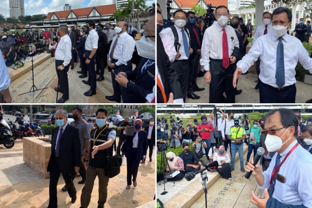 Opposition leaders at Dataran Merdeka on Aug. 2, 2021. Photos: Thomas Su/Twitter