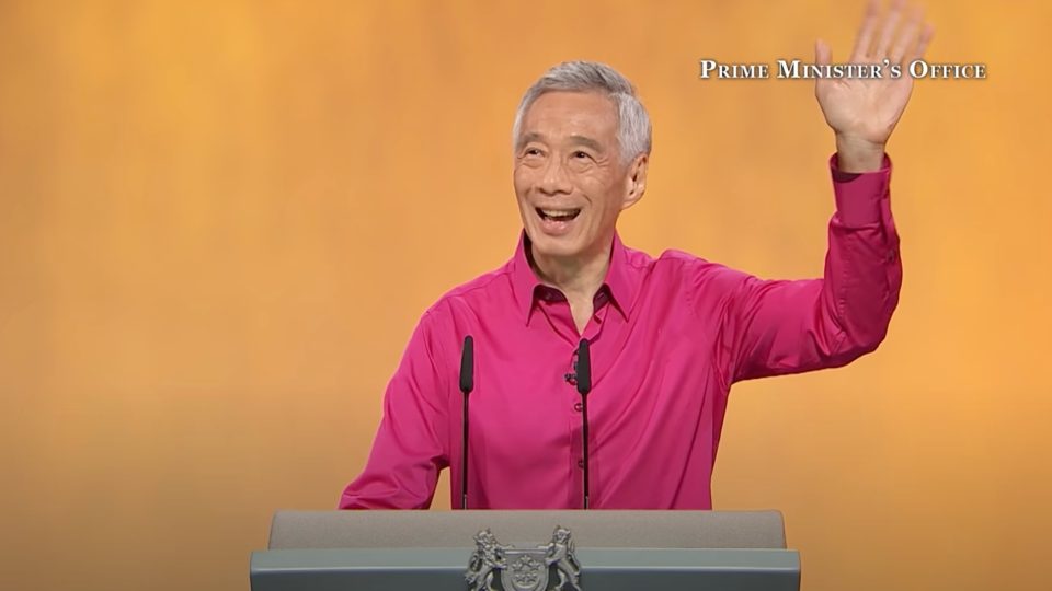 Prime Minister Lee Hsien Loong during his speech last night. Photo: Prime Minister’s Office/YouTube
