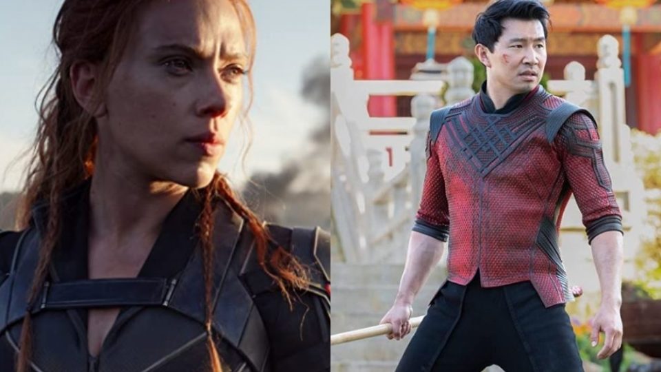 Scarlett Johansson in ‘Black Widow’ and Simu Liu in ‘Shang-Chi and the Legend of the Ten Rings’. Photos: Marvel Studios