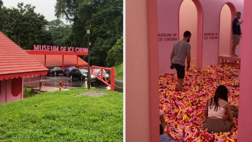 Entrance of the Museum of Ice Cream, at left, and the sprinkle pool, at right. Photos: Nurul Azliah/Coconuts