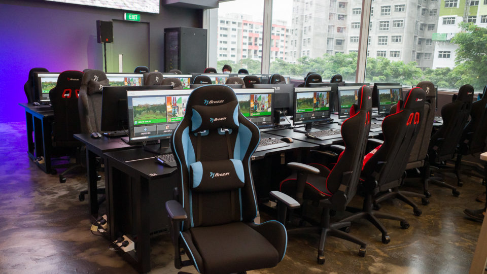 The gaming PCs at the XCL World Academy in Yishun. Photo: Carolyn Teo/Coconuts
