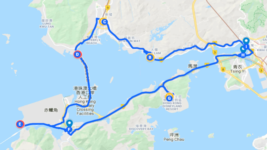 The 76 km bus route spans the New Territories and Lantau Island. Photo: Ulu Travel