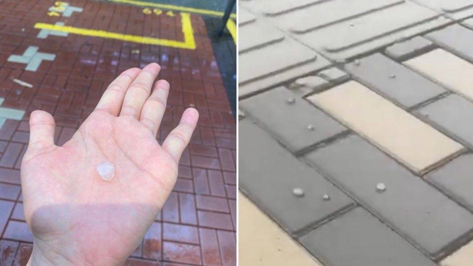 Residents in Tseung Kwan O reported hail as heavy rain swept the district. Photos: Facebook