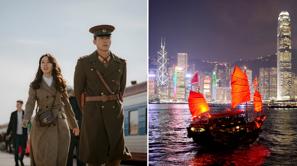 The tourism board is partnering with the Seoul entertainment group behind popular series “Crash Landing On You” to promote Hong Kong in Korean dramas. Photos: Netflix (left), Hong Kong gov’t Information Services Dept (right)