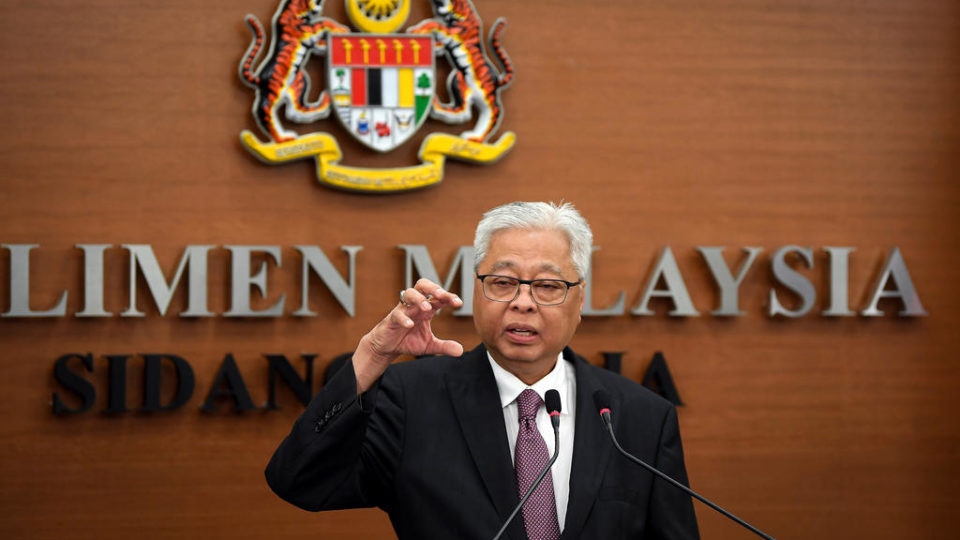 Prime Minister Ismail Sabri speaking to reporters in a photo dated Aug. 14, 2020. Photo: Bernama