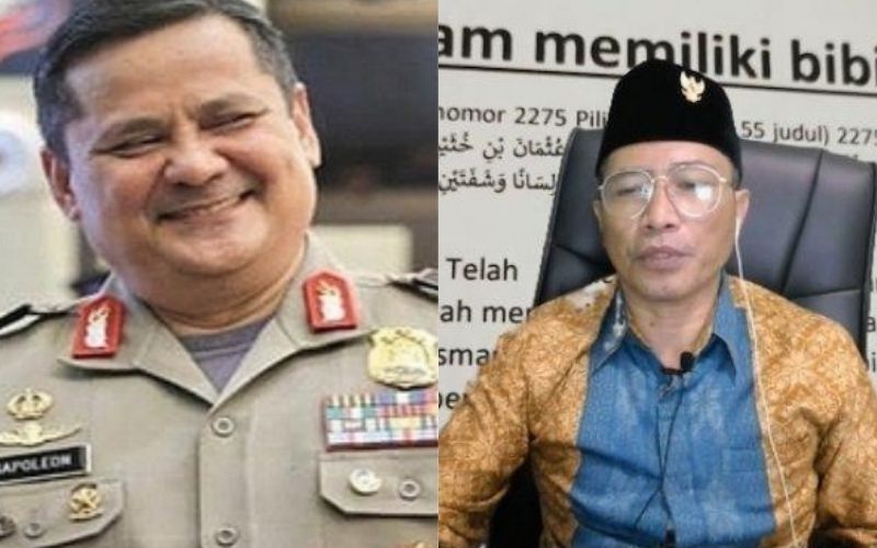 Left: Former police general Napoleon Bonaparte, who is serving four years in prison for receiving a bribe. Right: Muhammad Kace, a self-proclaimed religious scholar who allegedly insulted Islam’s Prophet Muhammad.