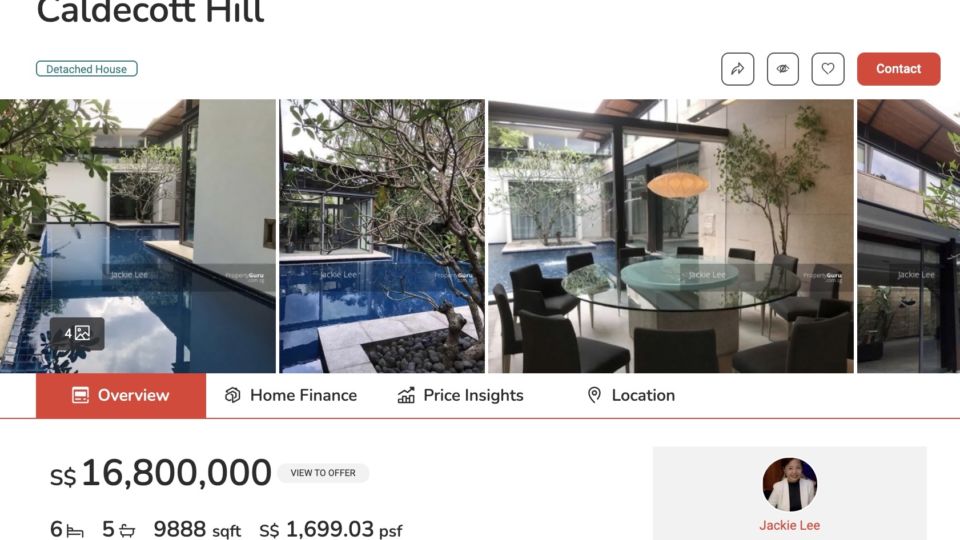 Listing for Caldecott Hill property on PropertyGuru’s website. 