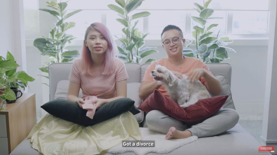 Sylvia Chan and Ryan Tan announcing their divorce. Photo: Night Owl Cinematics/YouTube