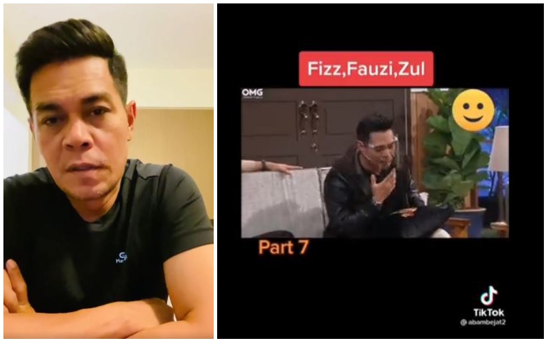 A screengrab of Fauzi Nawawi’s apology video, at left, and the viral clip, at right. Photos: Fauzi Nawawi/Instagram, Abambejat2/TikTok
