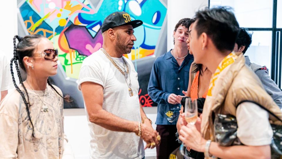 Musician and Aurum Gallery owner Goldie at a July 2020 event. Photo: Aurum Gallery