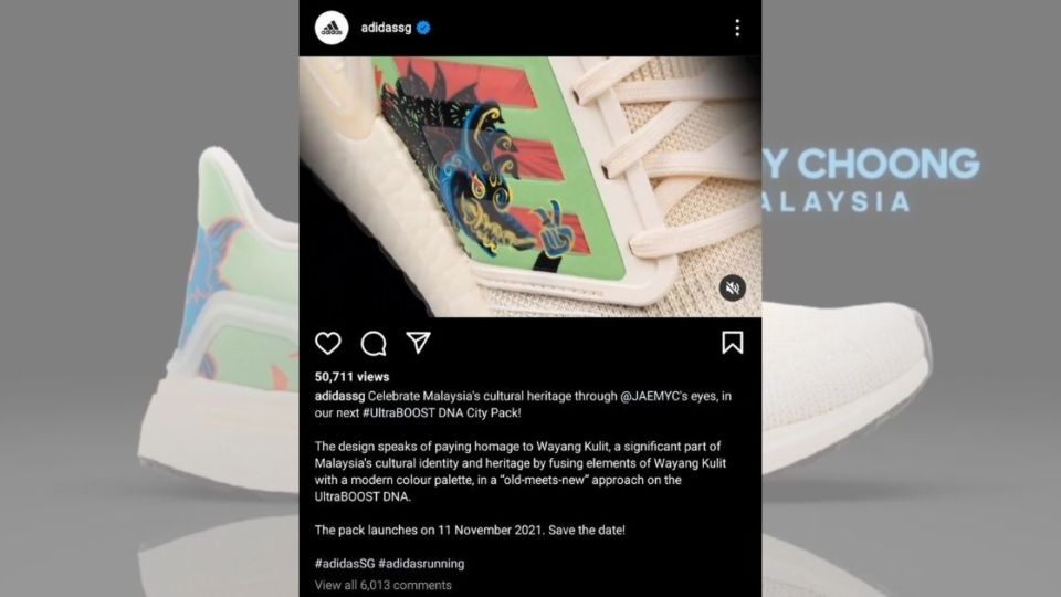 Adidas Singapore got a taste of Indonesian netizens’ wrath when it posted a picture of Malaysia’s Wayang Kulit-inspired sneakers, writing in the caption that the art form is a Malaysian cultural heritage, without any mention of Indonesia at all. Screenshot from Instagram/@adidassg