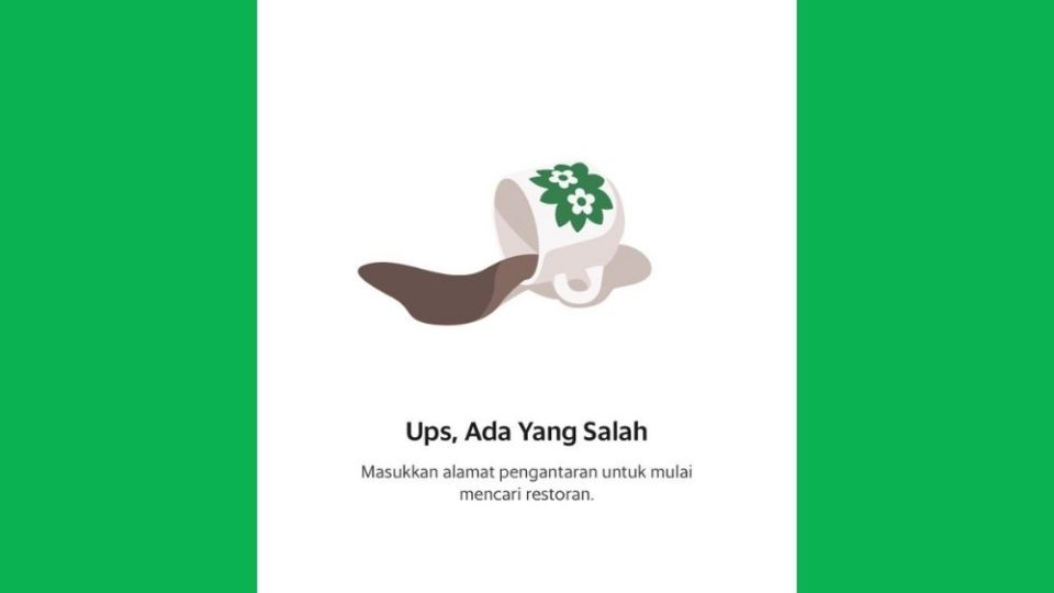 An error page in the Grab app in Indonesia on Nov. 16, 2021. Photo: Screengrab