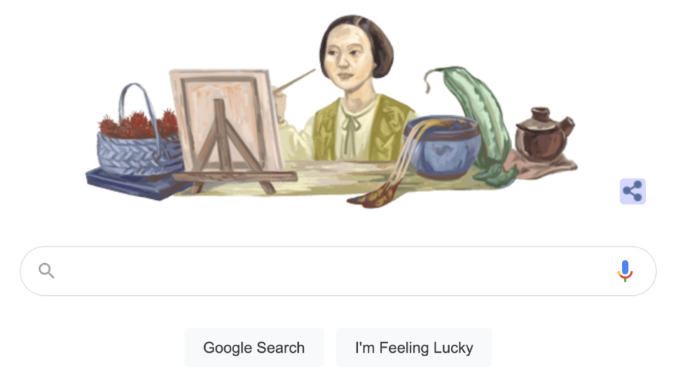 The Google Doodle of Singaporean painter Georgette Chen on Nov 1, 2021. Photo: Google
