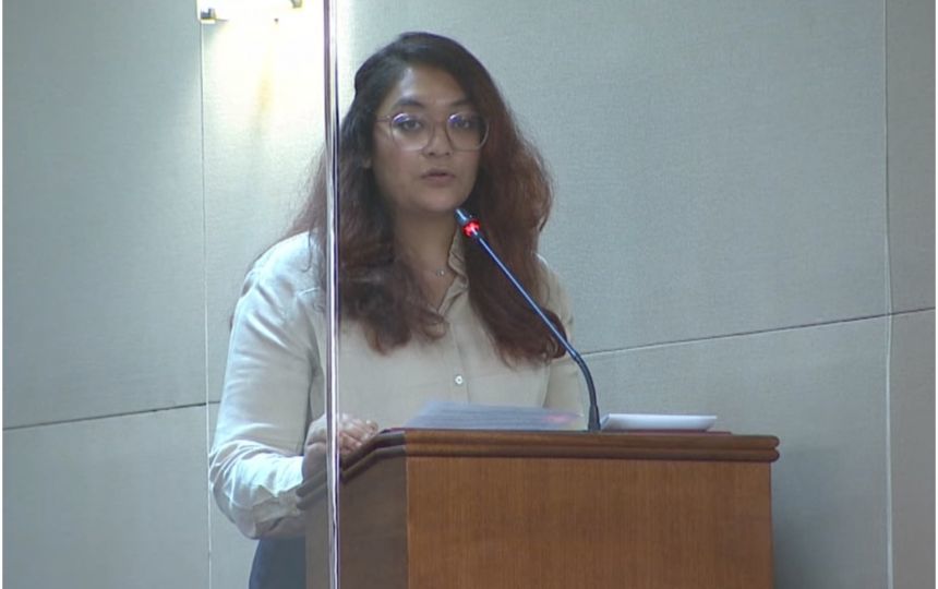 Sengkang MP Raeesah Khan in Parliament on Nov. 1, 2021. Photo: MCI