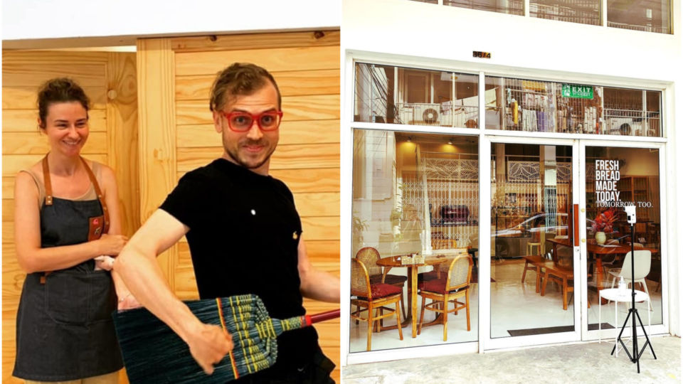 Olga Matveenkova and Andrei Matveenkova, at left, and their Silom bakery Sourdough Bangkok, at right. Photos: Sourdough Bangkok