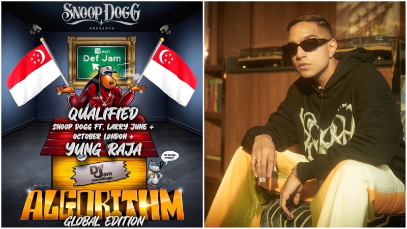 At left, the album art of Snoop Dogg’s Algorithm (The Global Edition) and Yung Raja, at right. Photos: Hans Goh, Def Jam Records 
