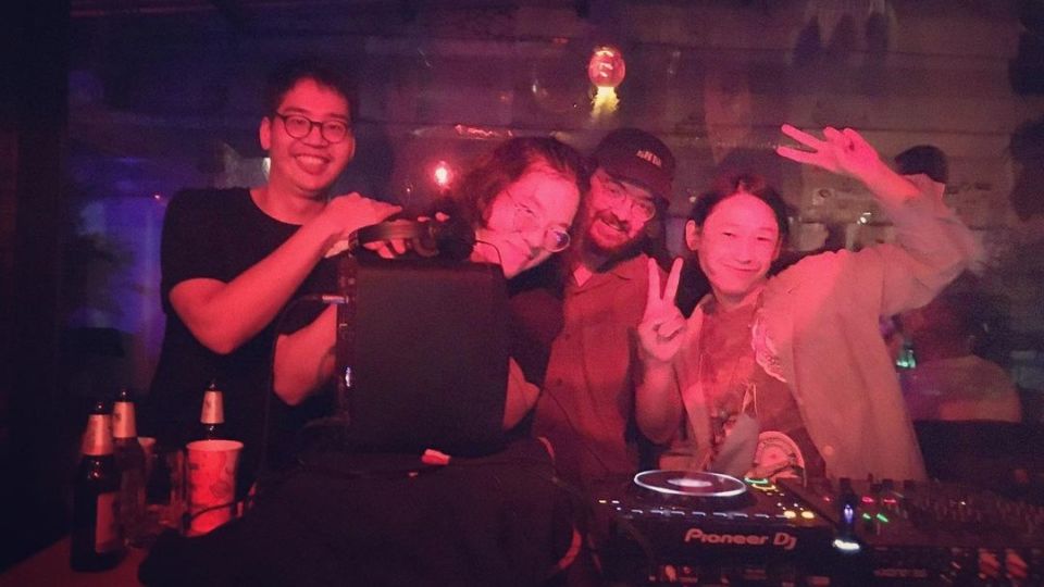 DJ Krit Morton and friends behind the decks Friday at Thonglor dance outpost 12×12. Photo: 12×12 / Instagram