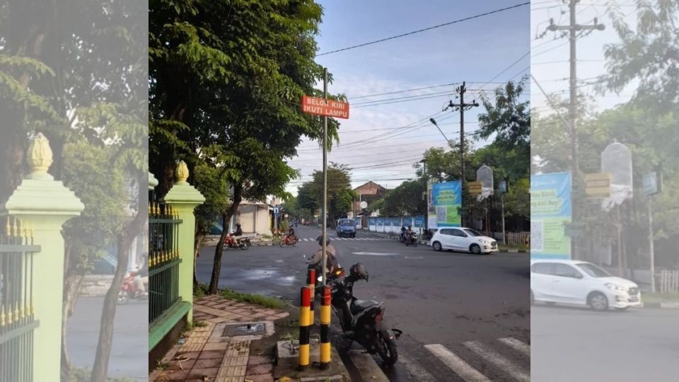 An intersection in Yogyakarta with its traffic light missing. Photo: Instagram/@dishubkotayogya