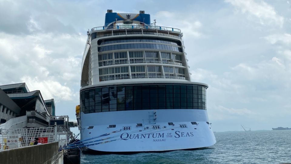 Front view of a Royal Caribbean’s Quantum of the Seas cruise. Photo: Carolyn Teo/Coconuts
