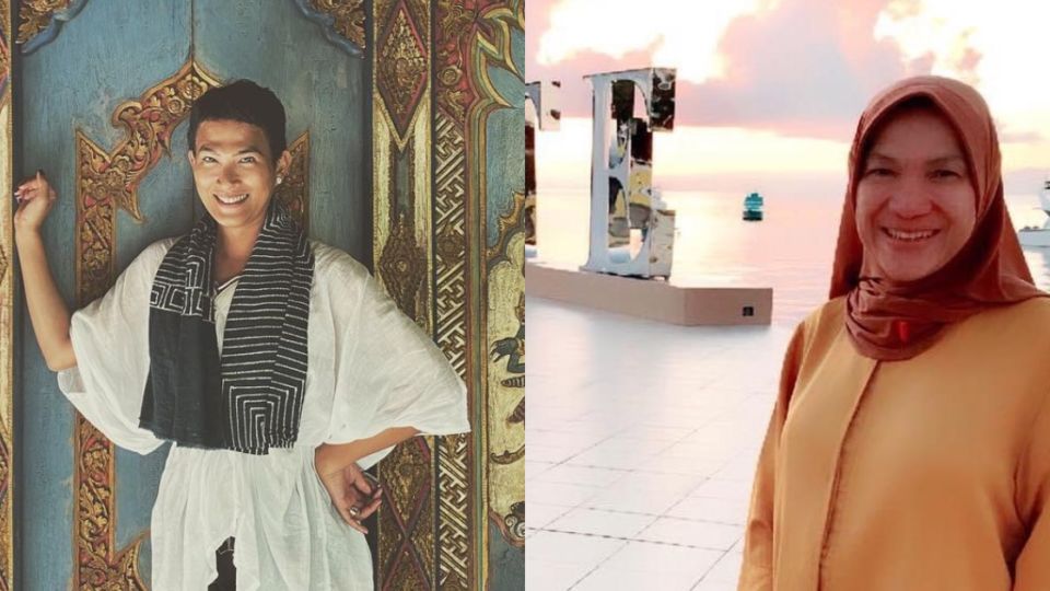 Designer Asha Smara Darra (L), who’s a transwoman, posted a touching tribute to “Bunda” (mother) Dorce Gamalama on Instagram. Photo: Instagram/@oscarlawalata & @dg_kcp