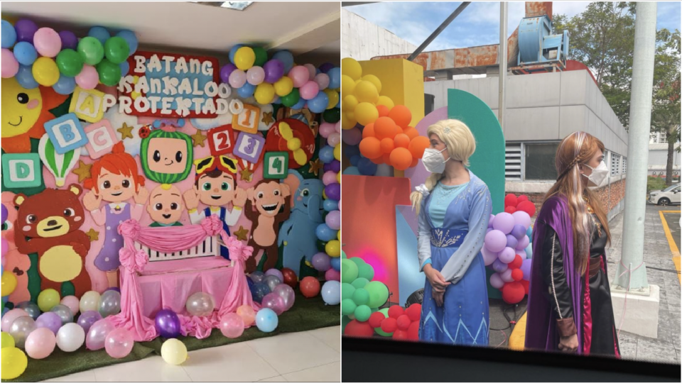 Cartoon characters from Cocomelon and Disney fill pediatric vaccination sites as the Philippine government rolls out jabs for kids aged 5-11. Images: Caloocan City; Judy Ann Santos (Instagram)