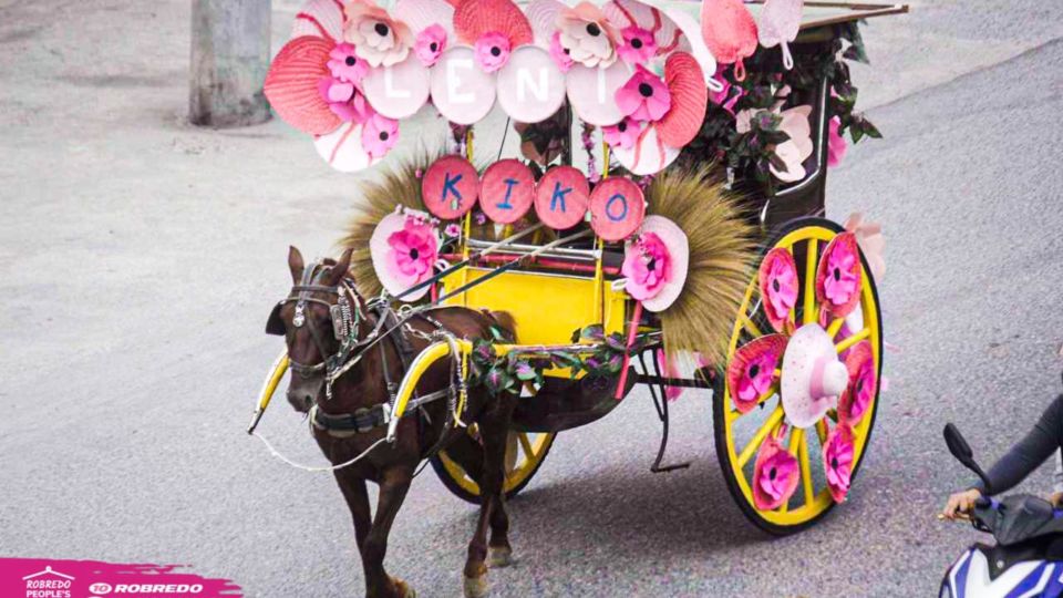 Supporters decked out their “kalesas” or carriages in pink as they showcased their support for the Robredo-Pangilinan tandem as campaign season kicked off today, Feb. 8. Image: Robredo People’s Council