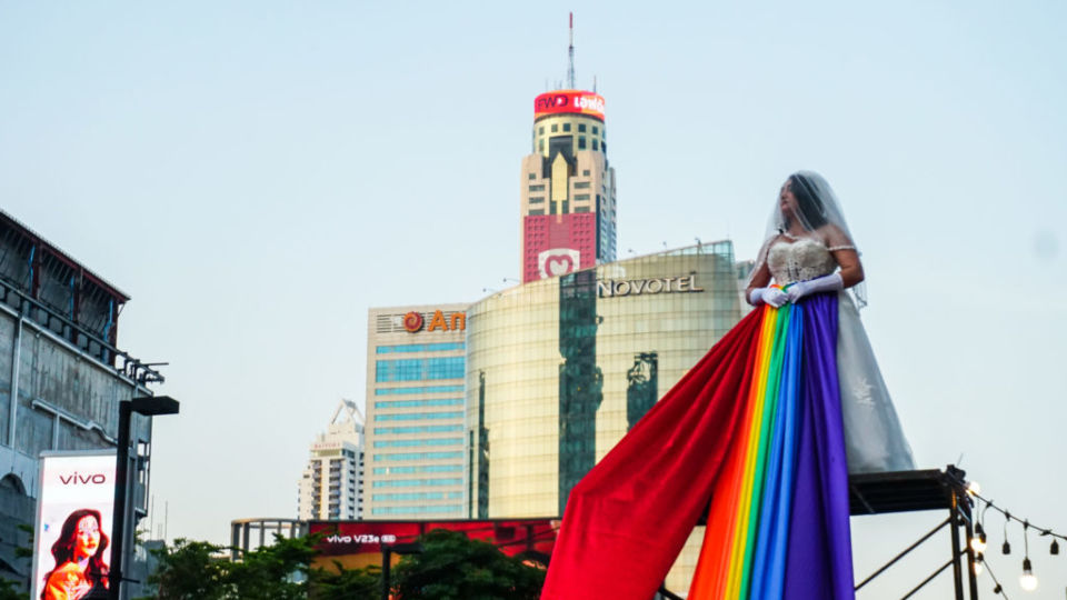 Same-sex marriage proponents protest in late November in Bangkok after the courts struck down a challenge that would have extended it as a constitutional right. Photo: Chayanit Itthipongmaetee / Coconuts