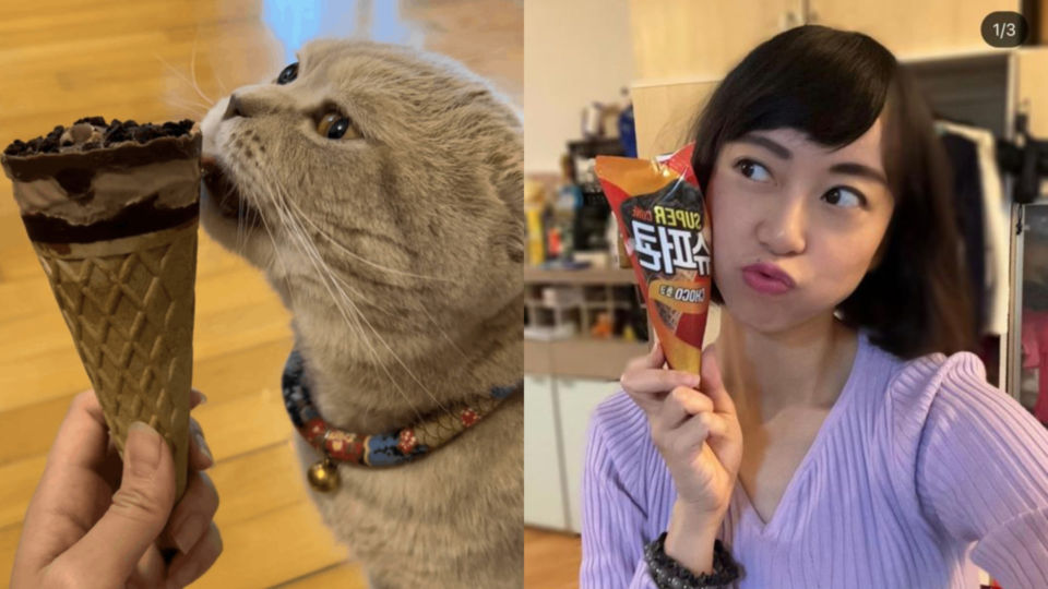 Influencer Vivian Tsang gets slammed for feeding her cat chocolate ice cream. (Photo: Instagram/chingbee0808)