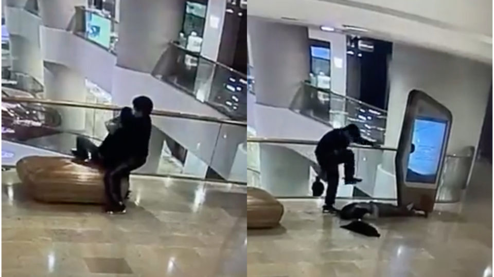 An elderly man who was kicked and stomped on in the head at Pacific Place has died. (Screengrab of internet video)