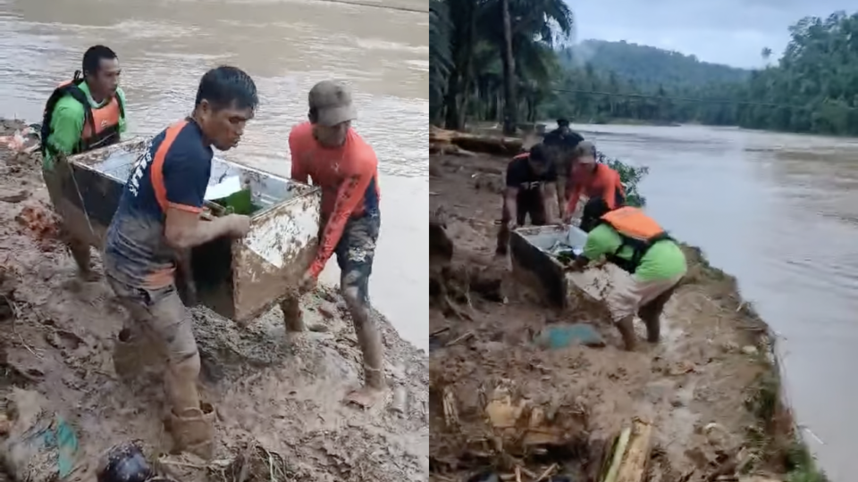 Rescuers found an 11-year-old boy who managed to survive a deadly landslide by hiding in a refrigerator. Image: Philippine Coast Guard (Facebook)