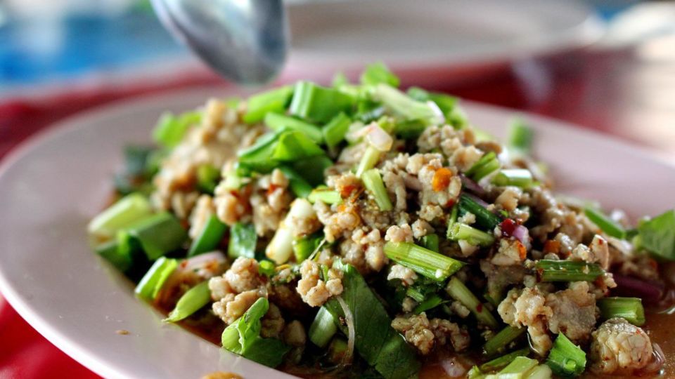 A file photo of larb mhoo, minced pork spicy salad
