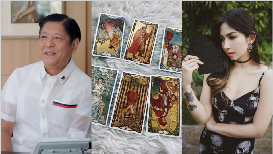 Gamer, content creator, and fortune-teller Ashley Gosiengfiao did a tarot reading on the Philippines’ future under a Marcos presidency. Images: Bongbong Marcos (Facebook) / Ashley Gosiengfiao (Instagram)