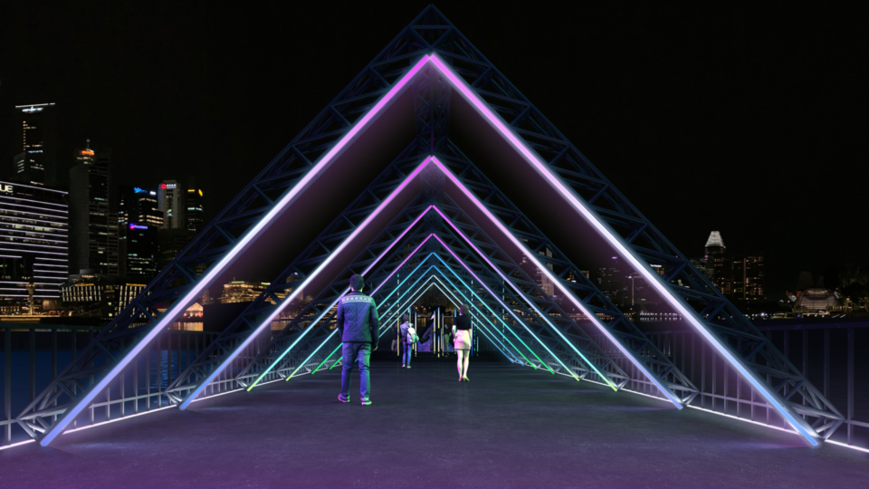 An artist’s impression of ‘Lightwave: Isle of Light’ by Oppo. Image: I Light Singapore
