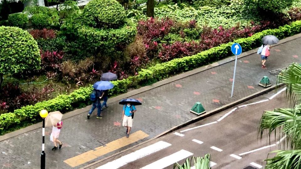 A thunderstorm warning is in place in Hong Kong on May 11, 2022 as heavy rains hit the city.