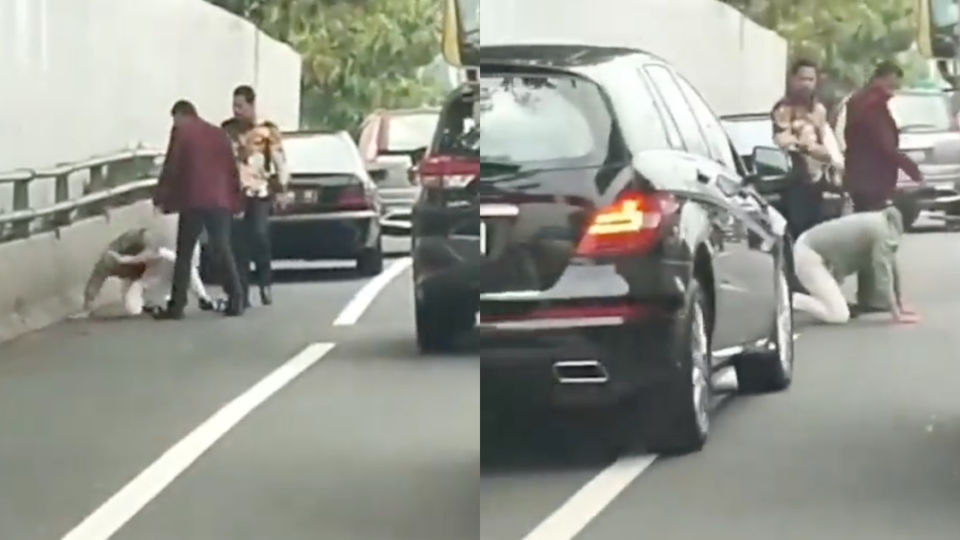 Police have arrested a man accused of beating up the son of a lawmaker on the Inner Ring Road highway — video of which circulated widely over the weekend. Screenshot from video