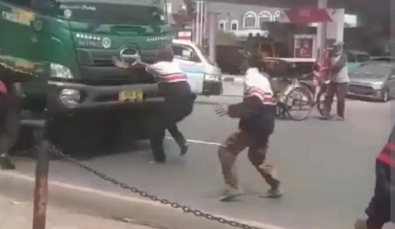 Moment of impact between a fast-moving truck and a teenager on a dare to jump in front of it for social media content. The teen was killed instantly. Photo: Video screengrab