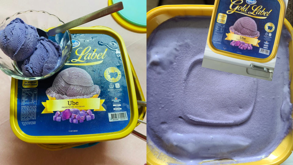 Facebook users share photos of themselves getting hold of a tub of a popular ube-flavored ice cream. Photo: Facebook/TTung Tung & Frank Pun