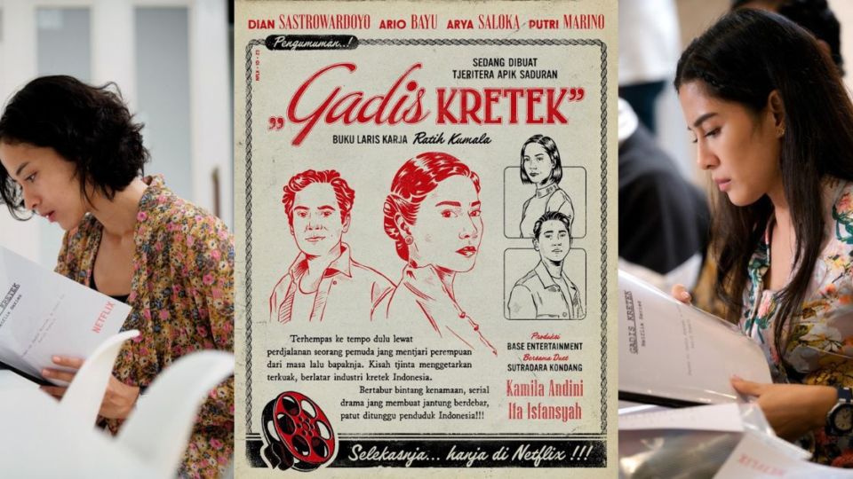 Popular Indonesian actresses Putri Marino (L) and Dian Sastrowardoyo (R) are going to star in an adaptation of ‘Gadis Kretek’ (Cigarette Girl), which will be a Netflix original series. Photo: Netflix Indonesia