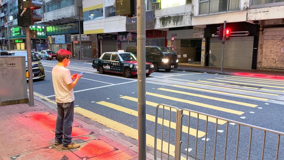 The city’s Transport Department is running a trial of “zombie traffic lights” at four locations to remind pedestrians not to cross the road while the red light is on. Photo: Hong Kong’s Transport Department