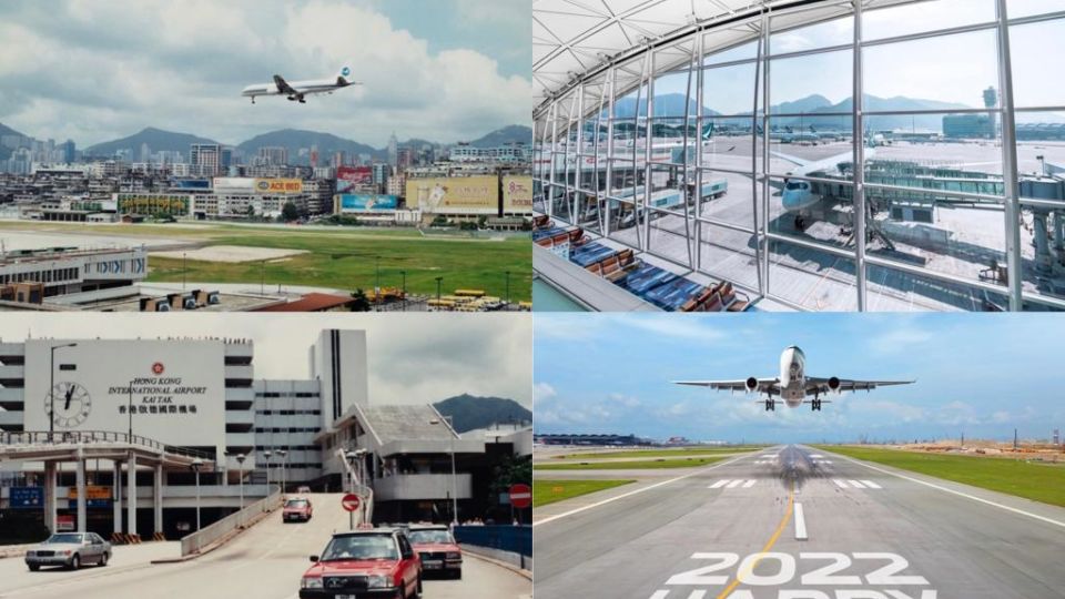 Kai Tak Airport (left) and Hong Kong International Airport in Chek Lap Kok. Photo: Government Records Service & Facebook/Hong Kong International Airport