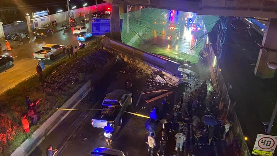 2 Killed After U-turn Bridge On Rama II Road Collapses | Coconuts