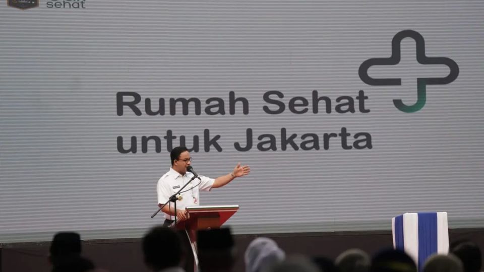 Governor Anies Baswedan announcing the name change for public hospitals in Jakarta on Aug. 3, 2022. Photo: Instagram/@aniesbaswedan