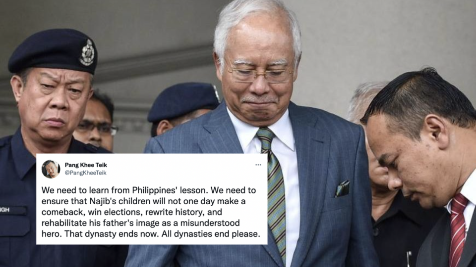 After Malaysia’s high court upheld Najib’s guilty verdict, a tweet from a Malaysian imploring his countrymen to “learn from the Philippines’ lesson” has hit hard on Filipino social media. Image: Coconuts KL archives / Pang Khee Teik