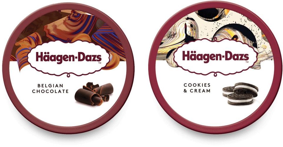 Häagen-Dazs Belgian Chocolate Ice Cream (left) and Häagen-Dazs Cookies & Cream Ice Cream. Photo: Häagen-Dazs